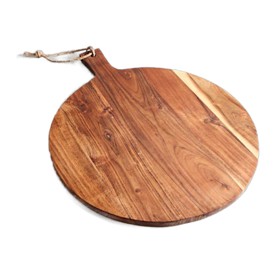 Acacia Live Edge Rounded Market Board 20" | Rustic with Jute Tie Handle