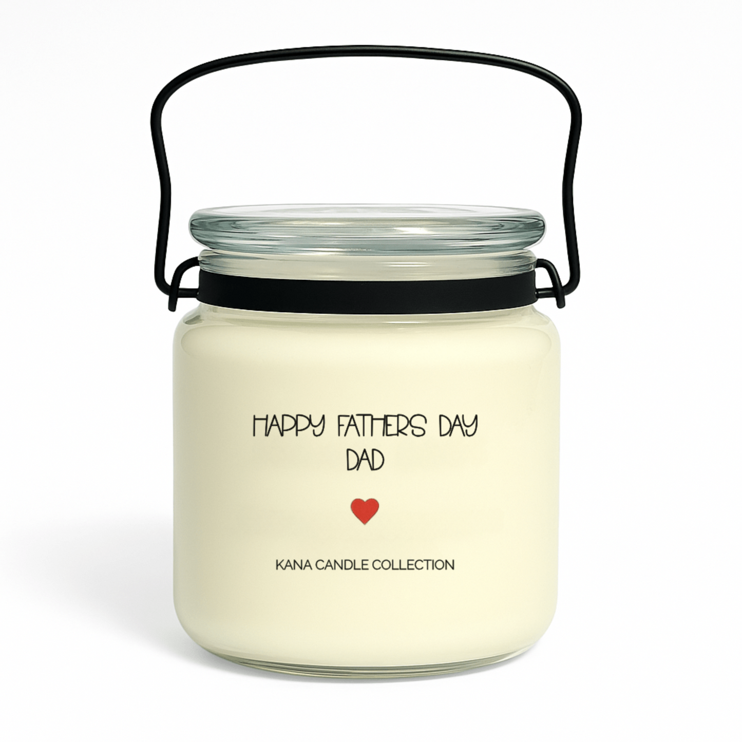 a glass jar candle with a label that reads Happy fathers day