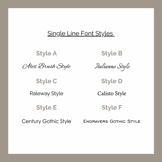 List of single line font styles on a white background with a beige border