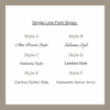 List of single line font styles on a white background with a gray border