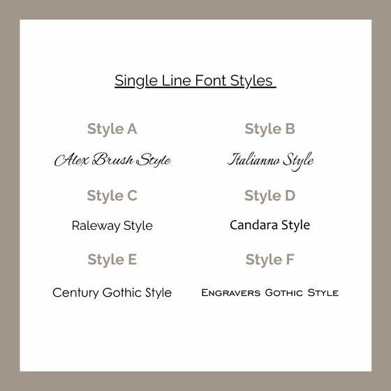 List of single line font styles on a white background with a gray border