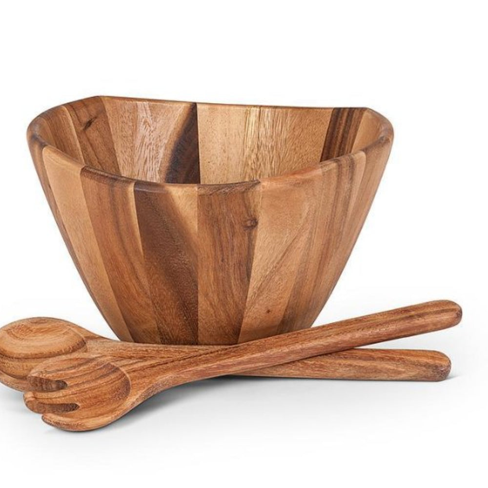 
                  
                    10 inch Acacia salad or serving bowl for rustic entertaining with wooden utenstils

                  
                