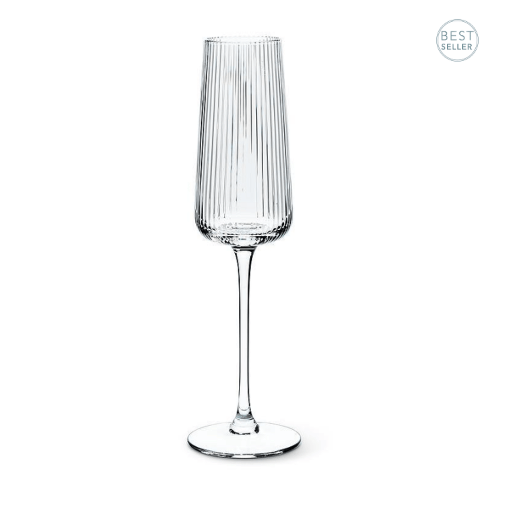 Vented optic stemmed champagne flute with ribbed design