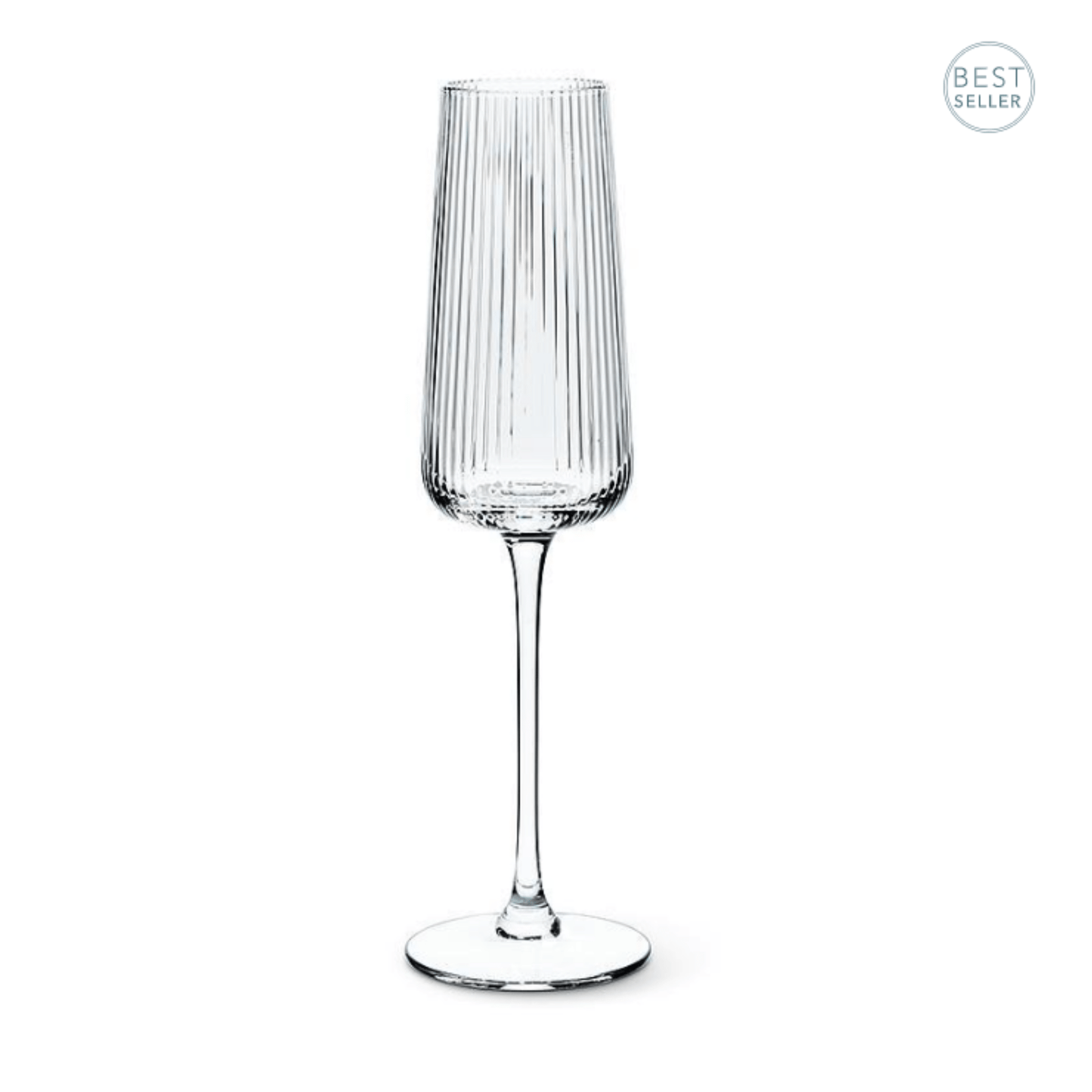 Vented optic stemmed champagne flute with ribbed design