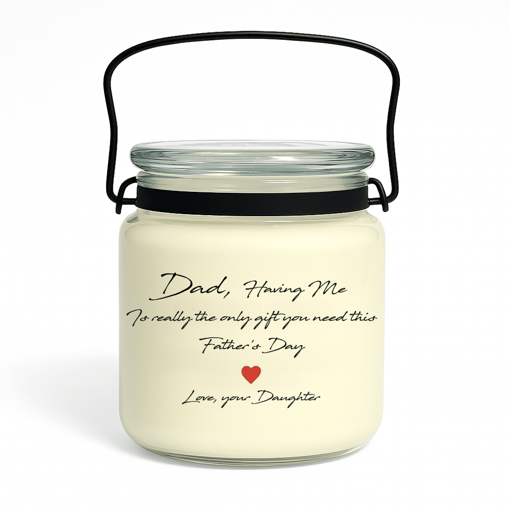 
                  
                    fathers day candle in glass jar  with funny label from daughter
                  
                