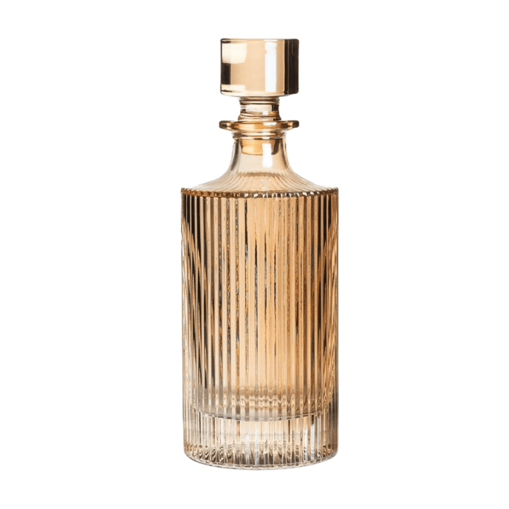 Amber optic decanter with slim ribbed design