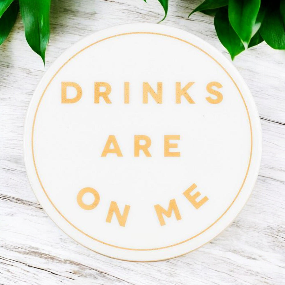 
                  
                    Drunk Expressions Coaster | Ceramic | The Drinks Are On Me - The Red Door Engraving Company Inc.
                  
                