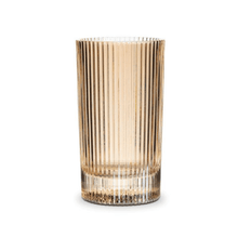  Amber highball glass with ribbed design