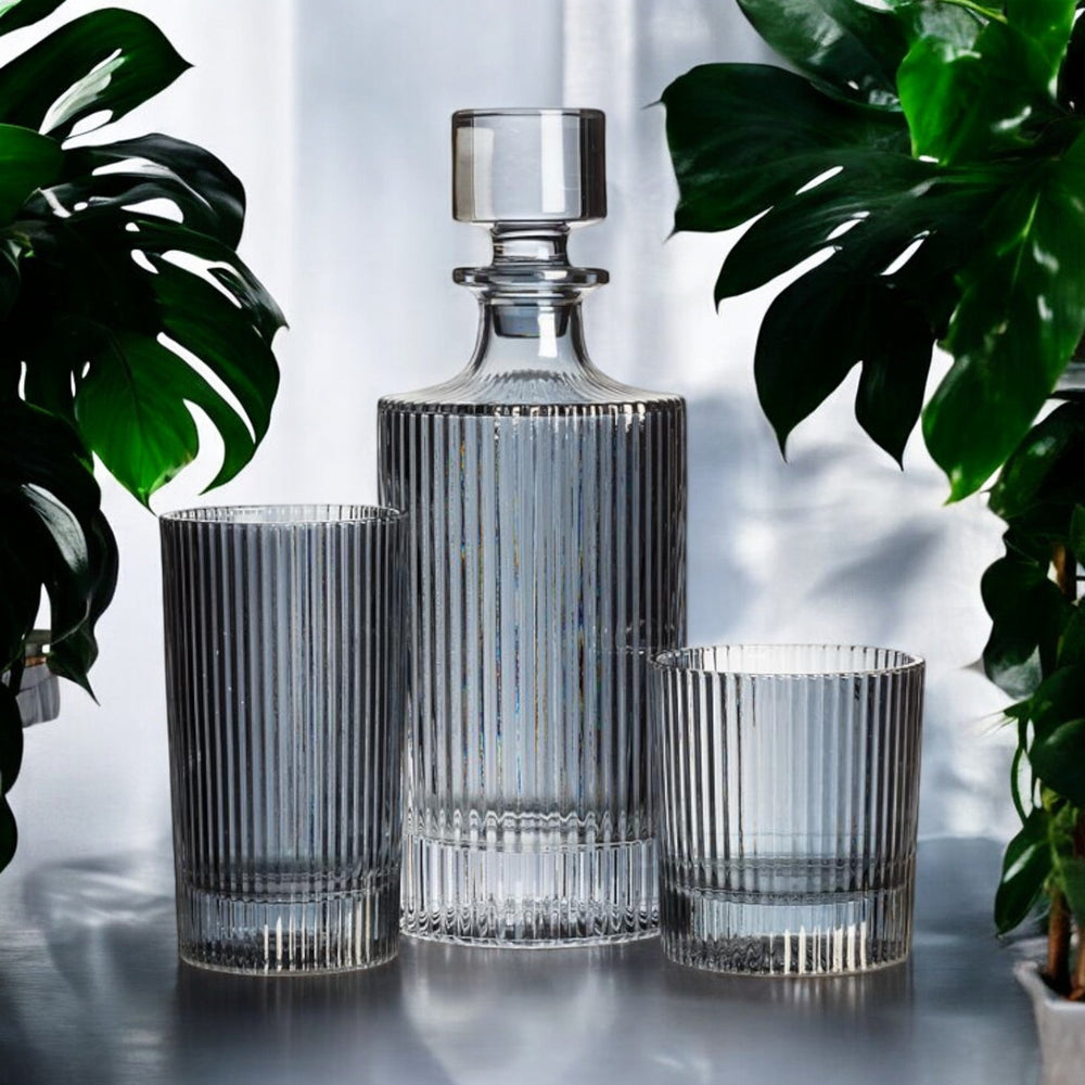 
                  
                    Highball Glass | Black | Ribbed Design - The Red Door Engraving Company Inc.
                  
                