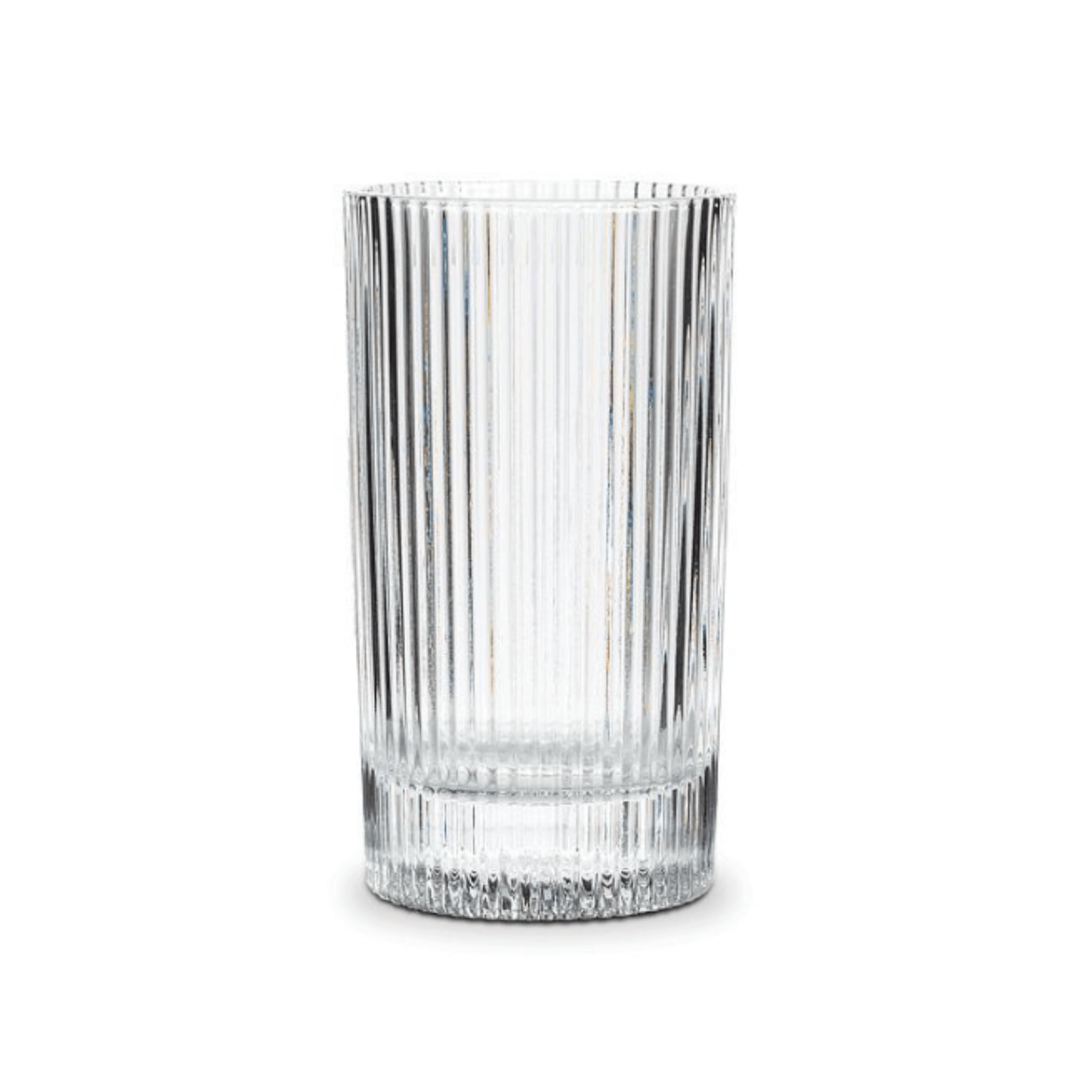 Clear highball glass with ribbed design