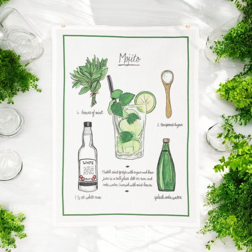 
                  
                    TEA TOWEL | MOJITO COCKTAIL | COTTON | 20 X 28" - The Red Door Engraving Company Inc.
                  
                