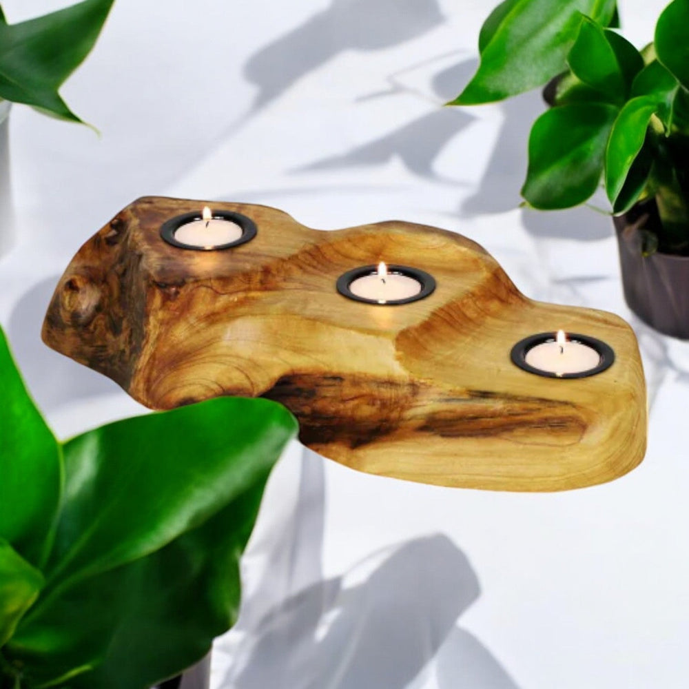 
                  
                    Triple Live Edge Root Wood Candle Holder - The Red Door Engraving Company Inc.
                  
                
