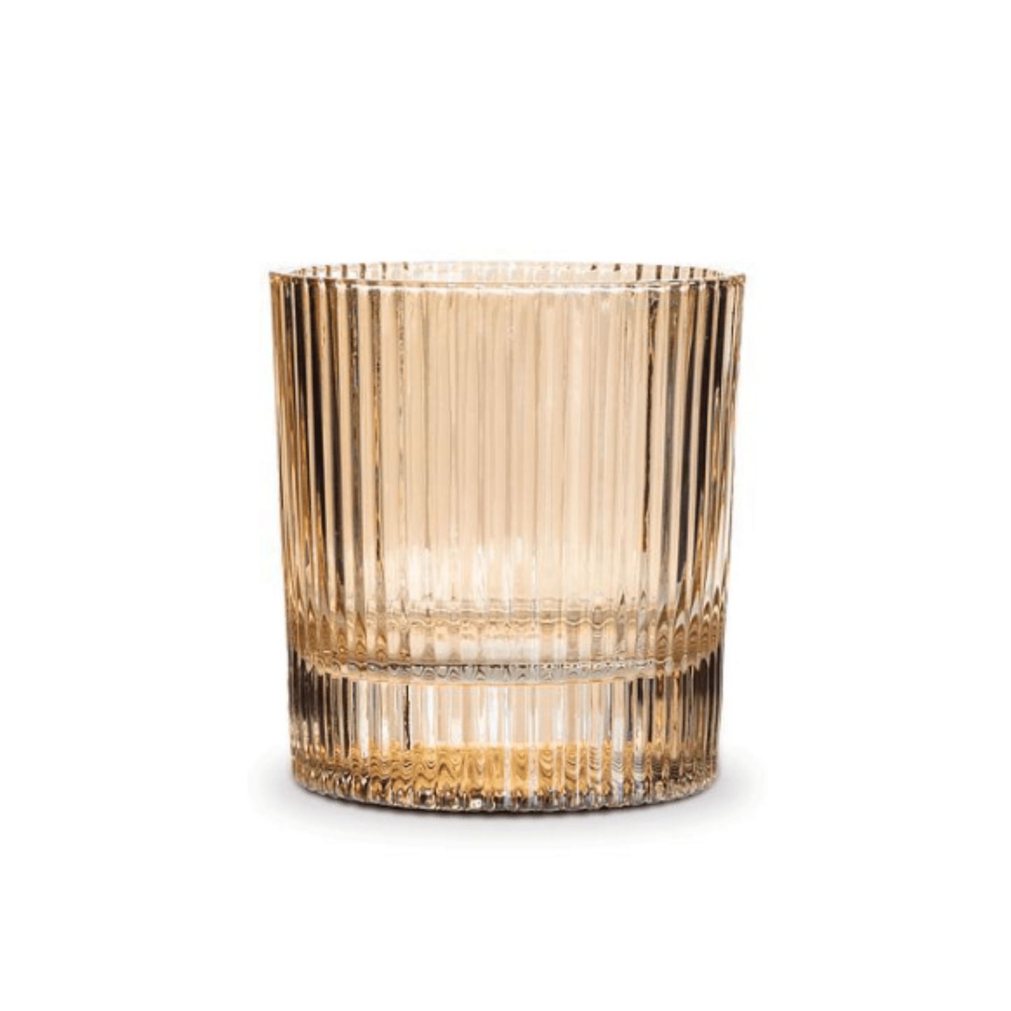Amber tumbler glass with slim ribbed design