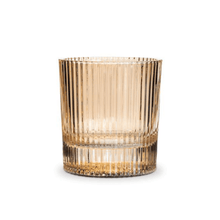  Amber tumbler glass with slim ribbed design