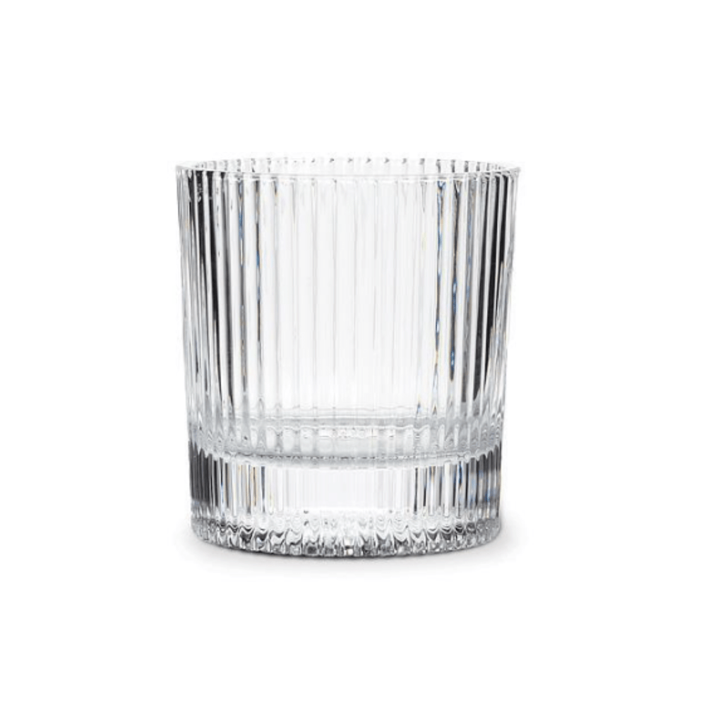Cleaer optic glass tumbler with slim ribbed pattern