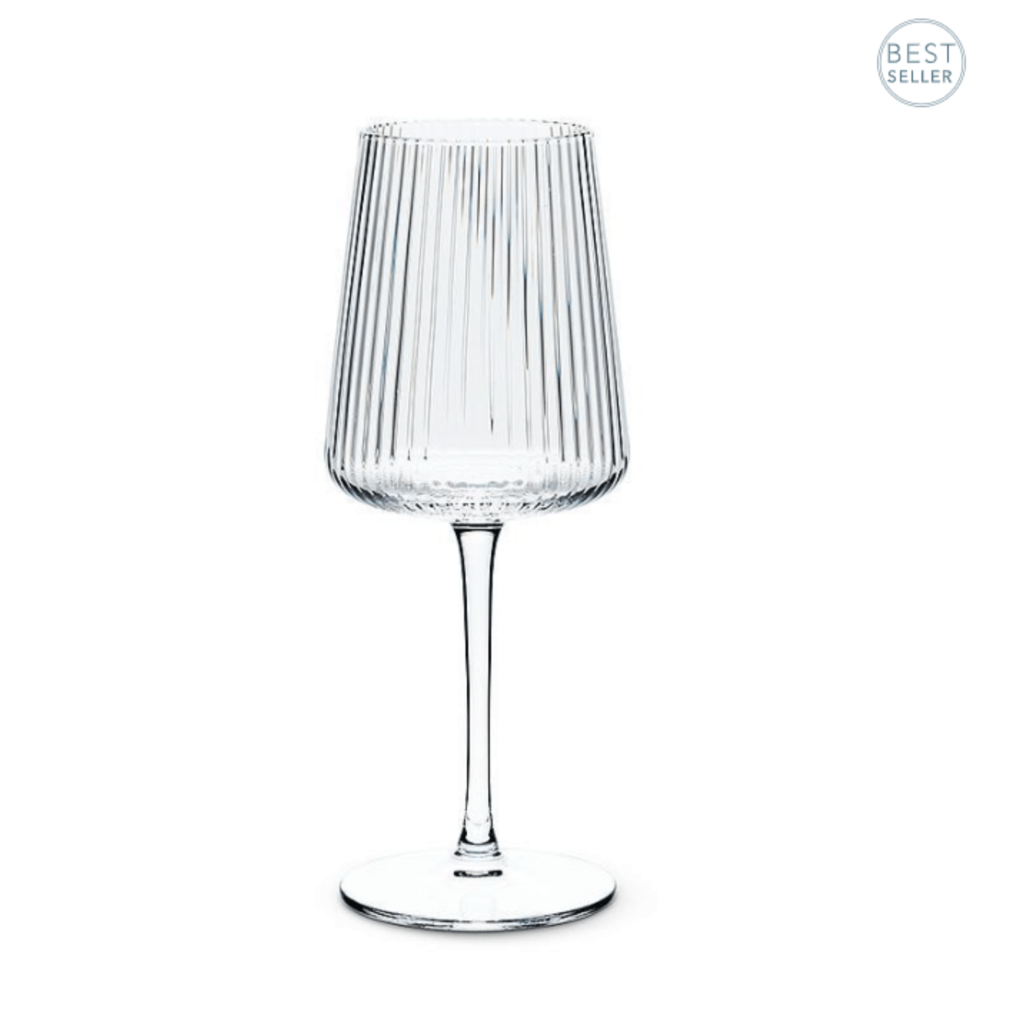 Vented optic stemmed wine glass with ribbed design