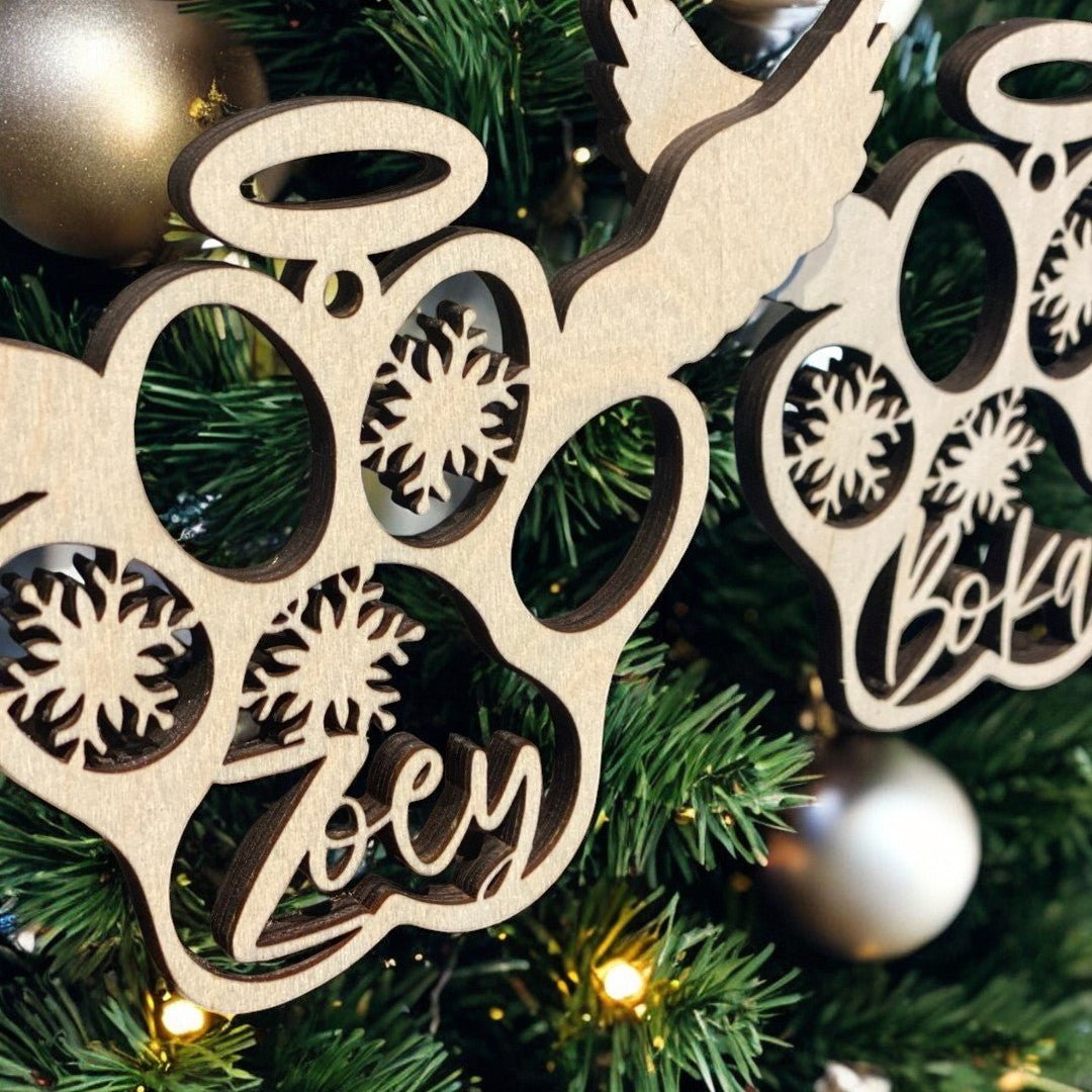 Winged Paw Print Ornament - The Red Door Engraving Company Inc.