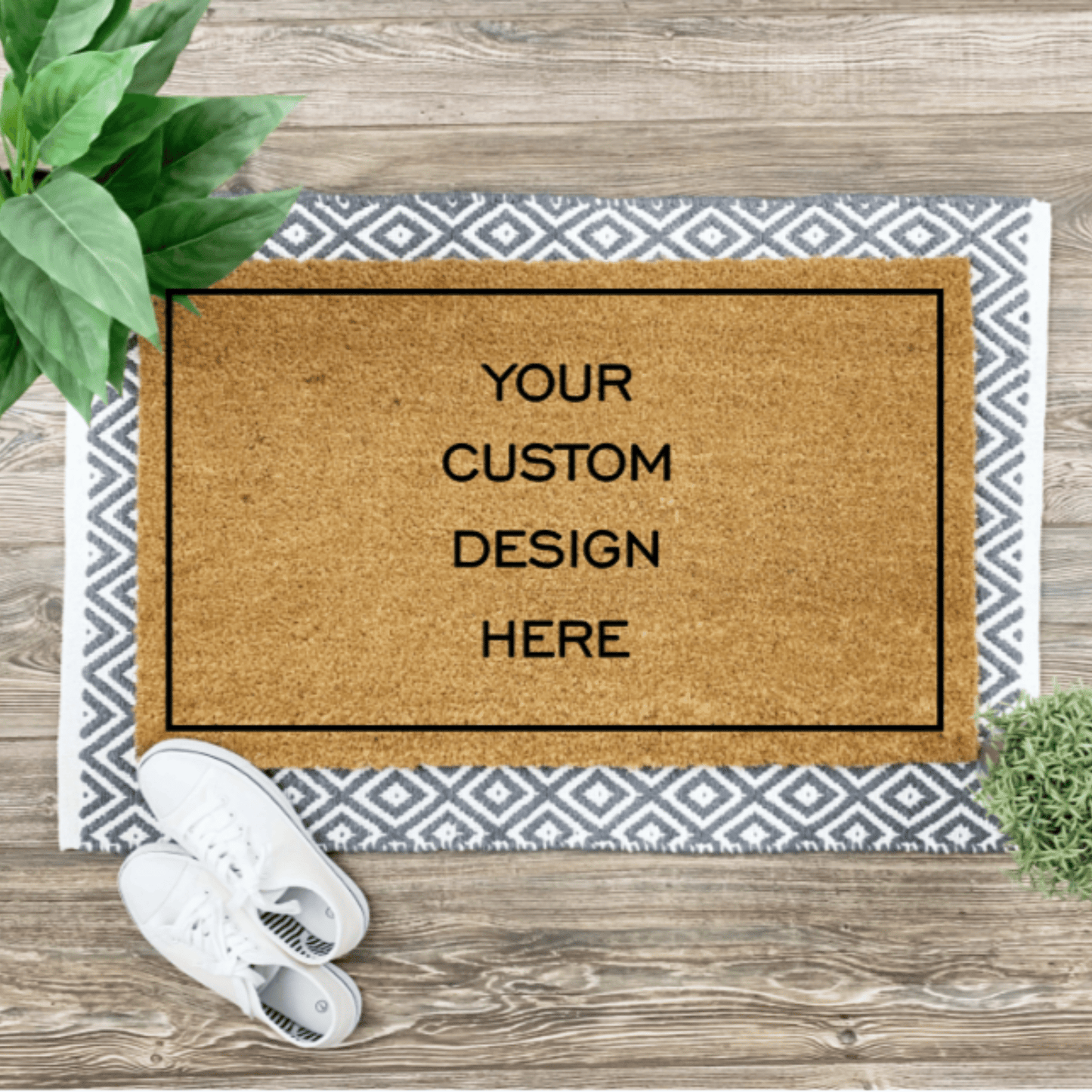 A COIR MAT THAT SAYS YOUR CUSTOM DESIGN HERE