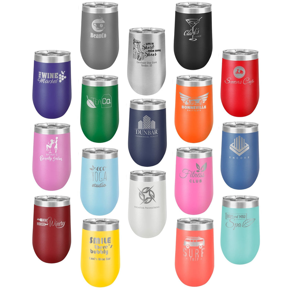 
                  
                    17 Colour Options - Personalized Laser Engrave 16oz Polar Camel Stemless Wine Tumbler - The Red Door Engraving Company Inc.
                  
                
