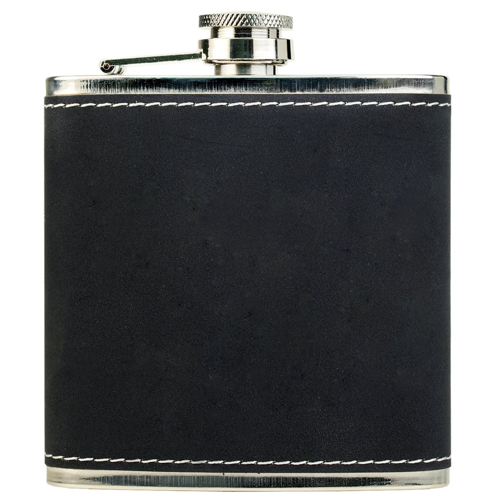 
                  
                    Personalized Laser Engraved 6oz Leatherette Flask - Dark Grey/Gold 
                  
                