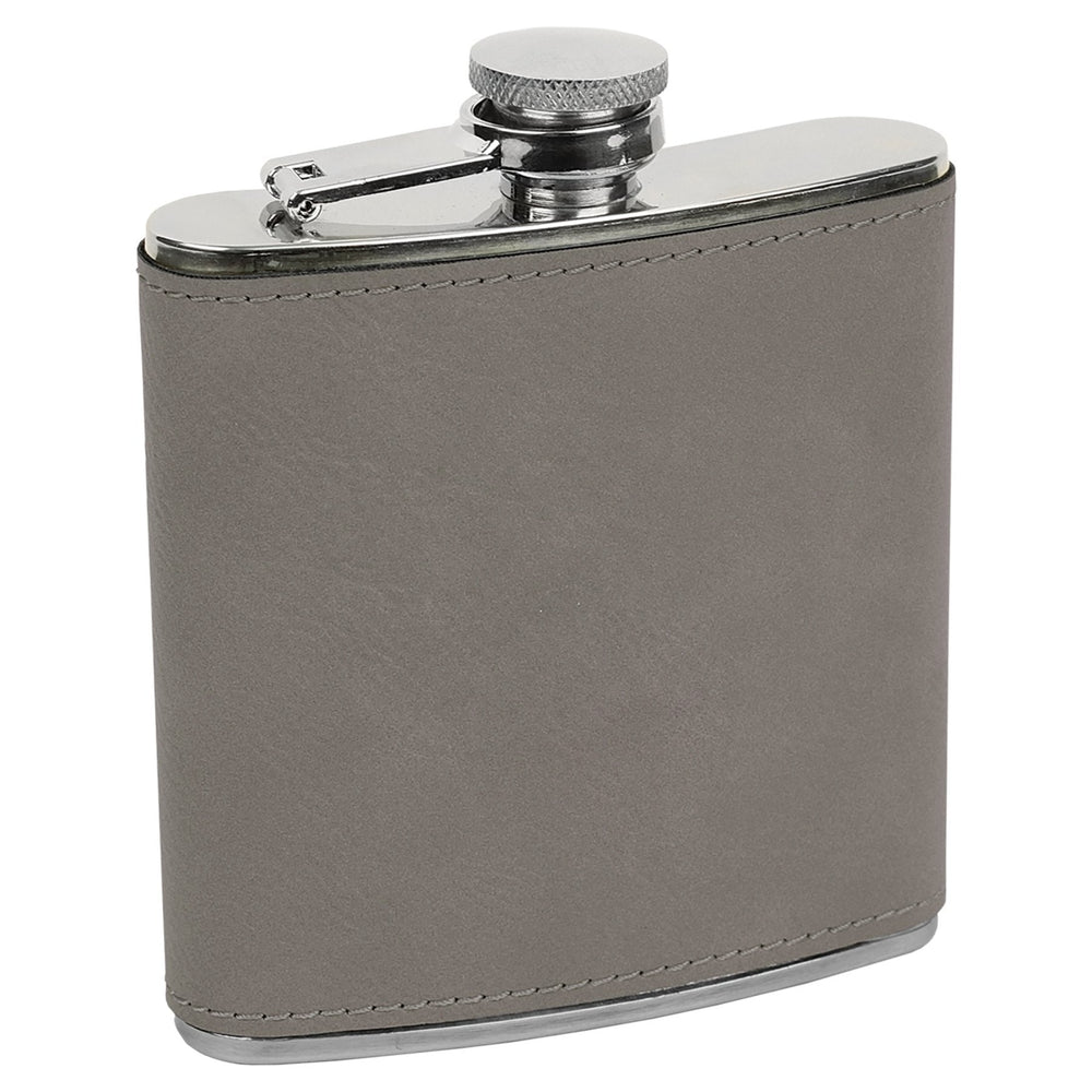 
                  
                    Personalized Laser Engraved 6oz Leatherette Flask Grey 
                  
                