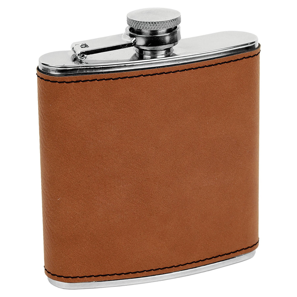 
                  
                    Personalized Laser Engraved 6oz Leatherette Flask Rawhide 
                  
                