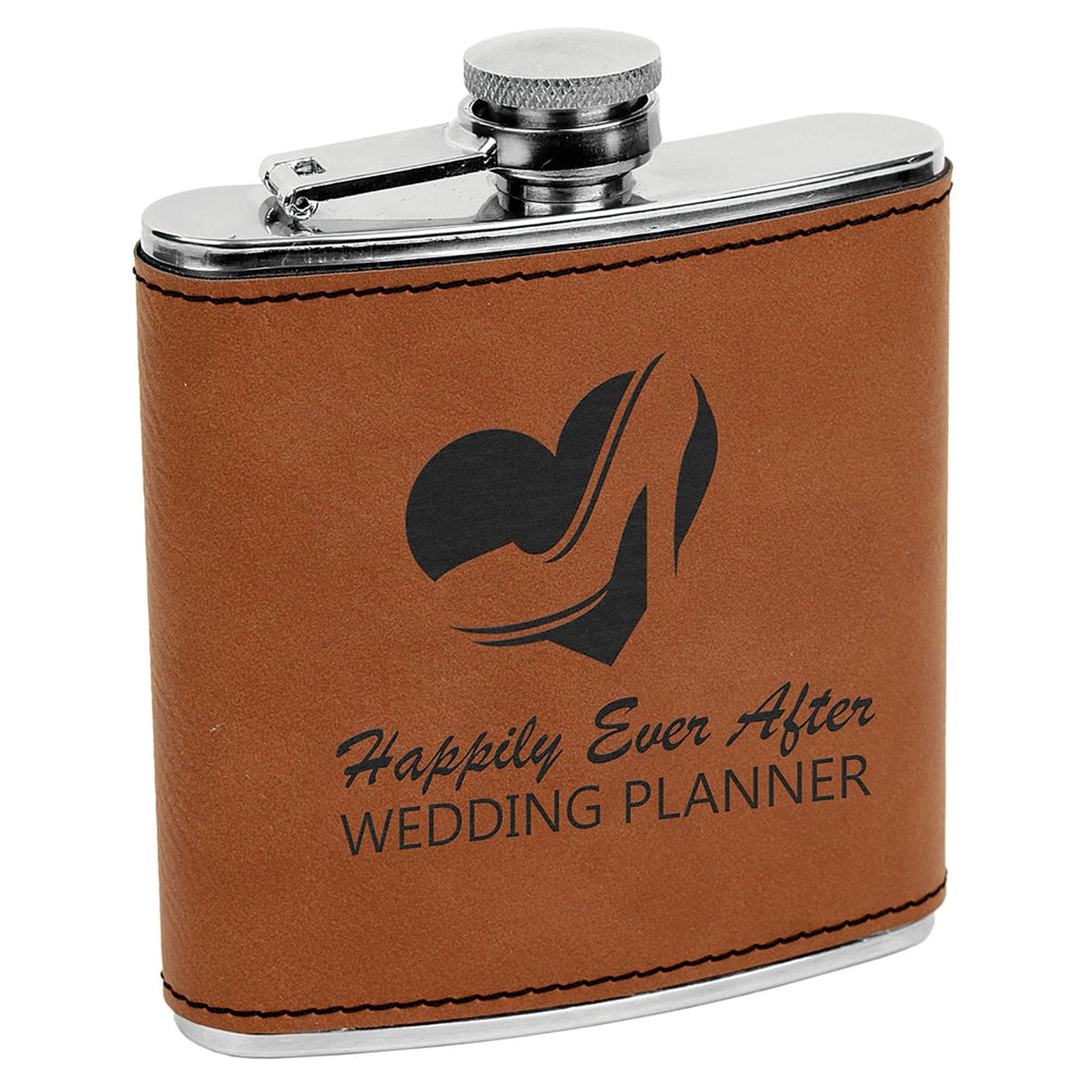 
                  
                    Personalized Laser Engraved 6oz Leatherette Flask Rawhide 
                  
                