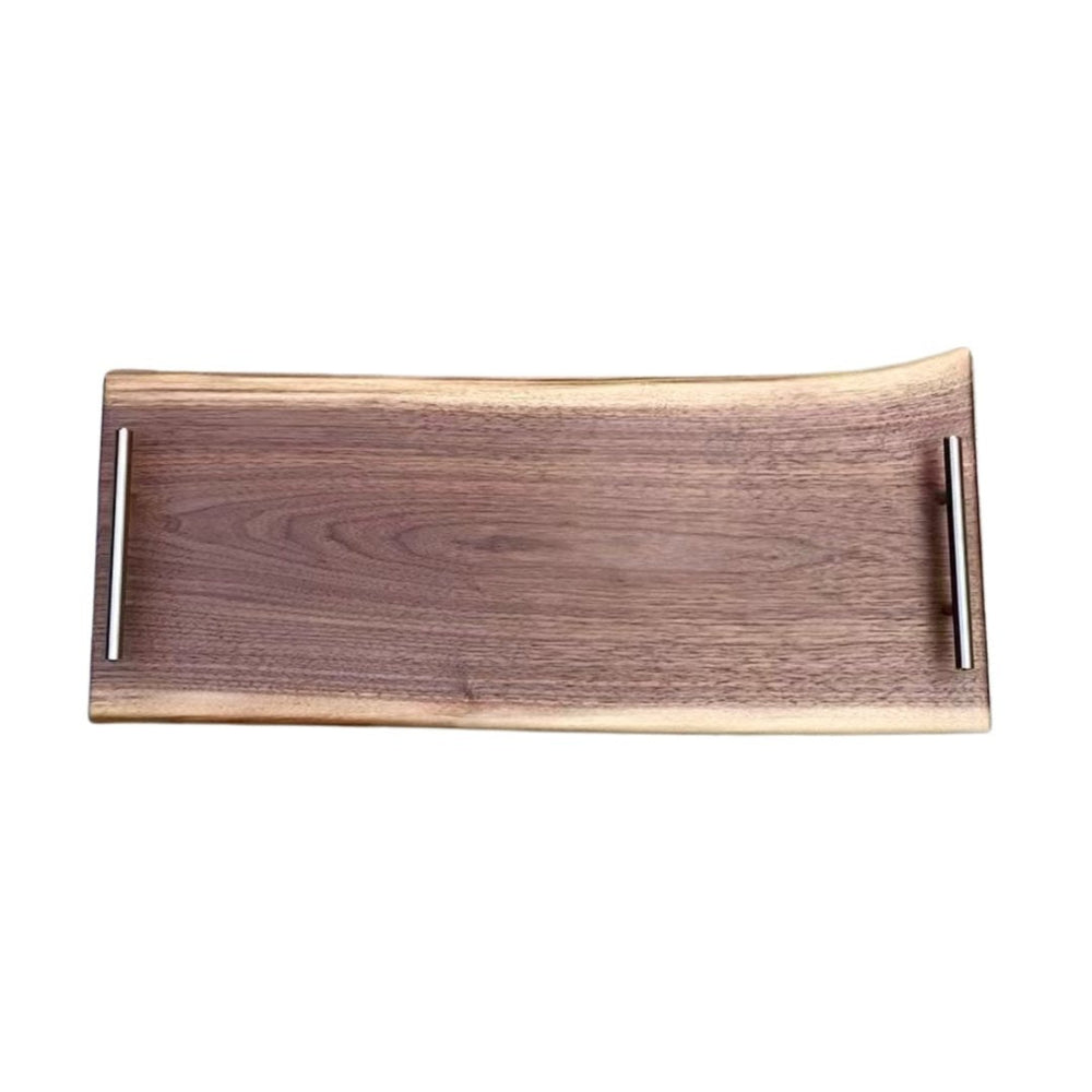 Personalized walnut live edge charcuterie board with handles and feet – 24 inch rustic style