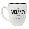 Engraved 16oz white ceramic bistro mug with black interior and custom laser design
