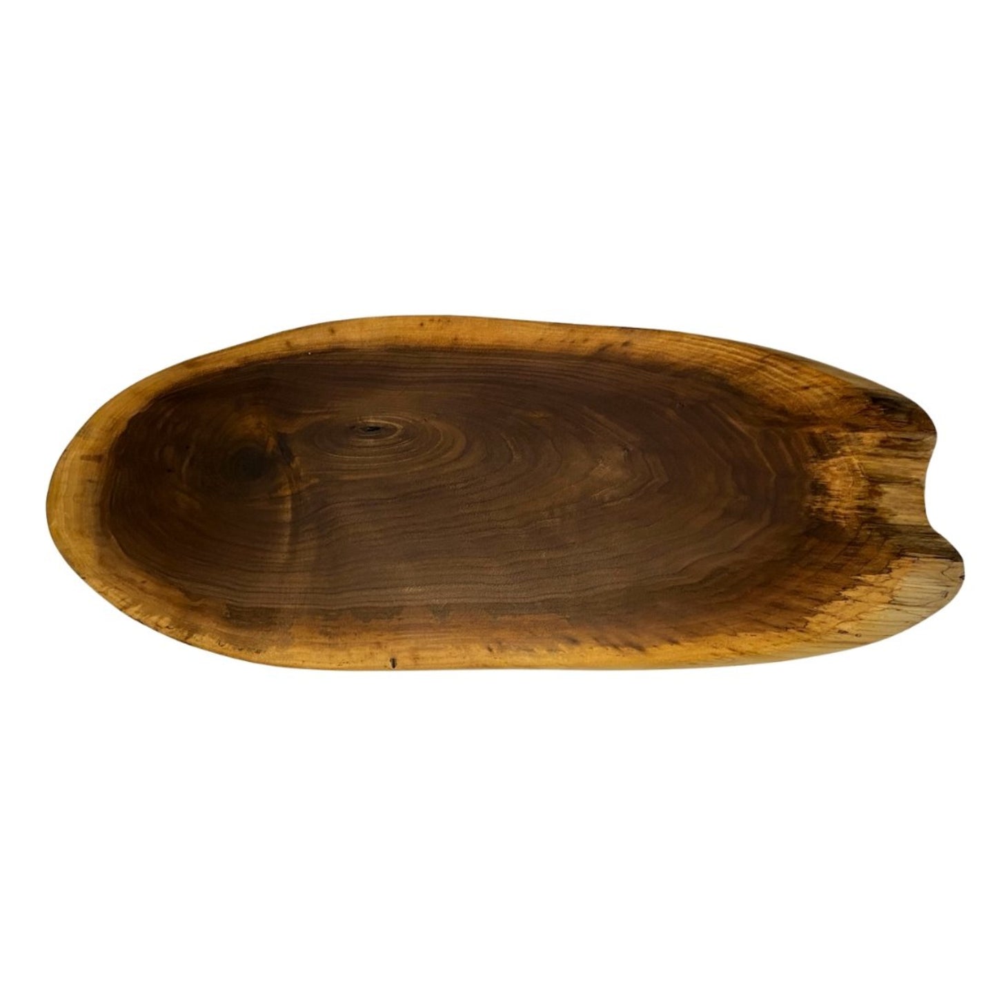 Personalized walnut live edge oval board – 20 to 22 inch handcrafted wood serving board