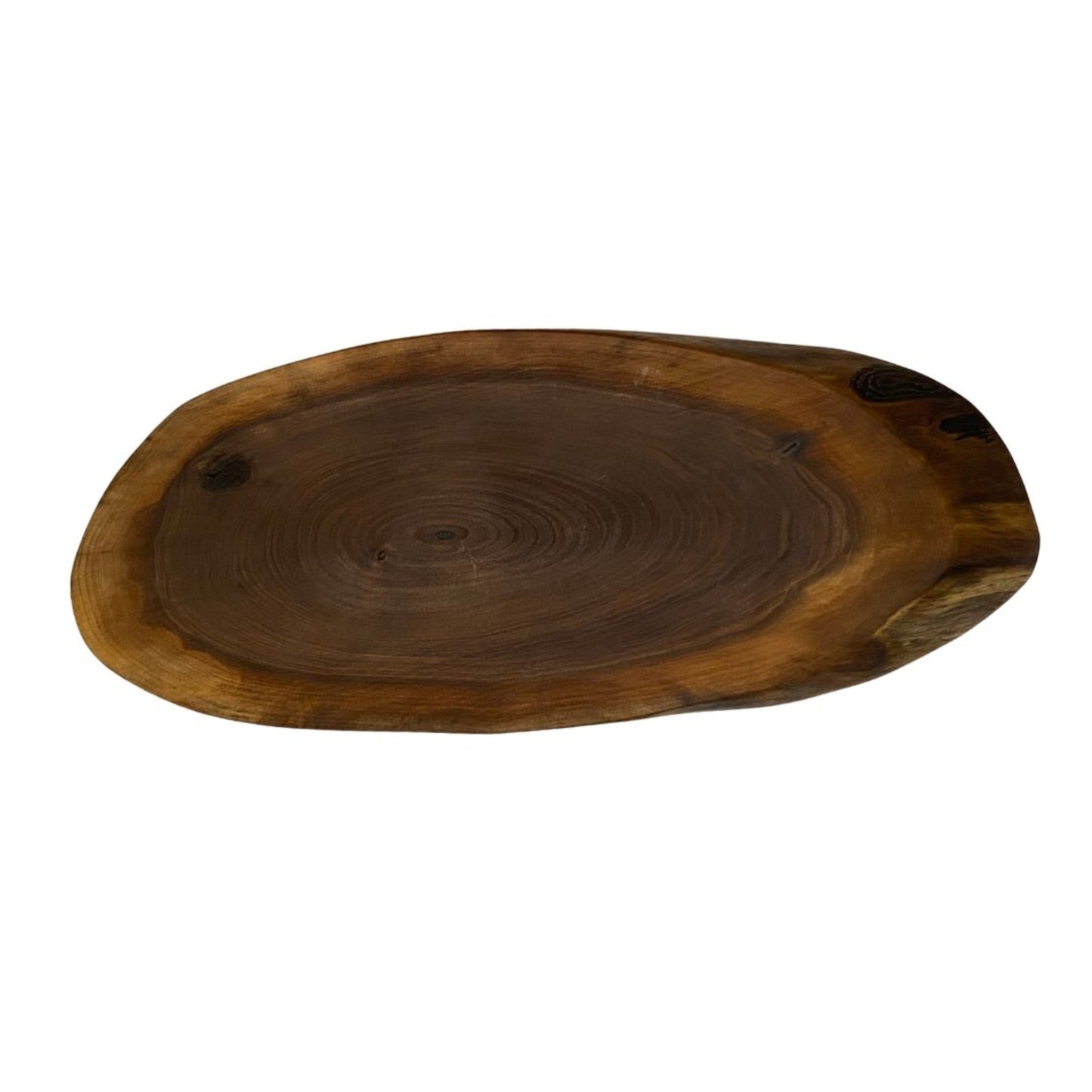 Personalized walnut live edge oval board – 20 to 22 inch handcrafted wood serving board