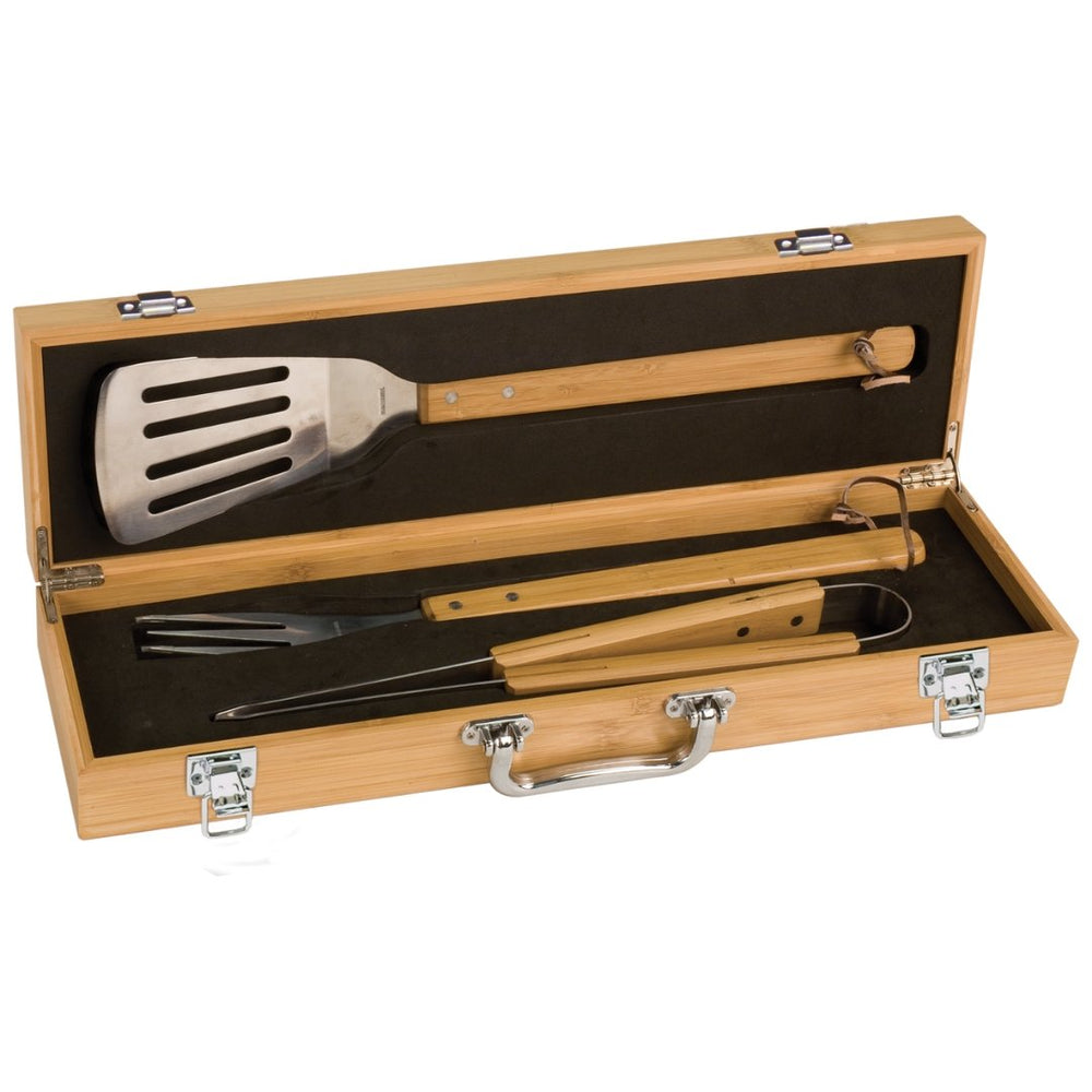 Bamboo BBQ Set - 3 utensils inside - The Red Door Engraving Company Inc.