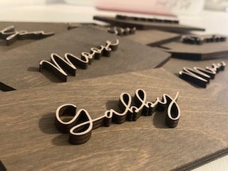 Gift Tag in Baltic Birch stained with 3D cut out first name