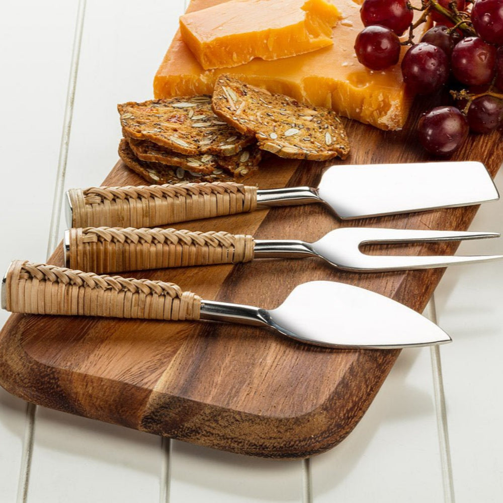 
                  
                    Cheese Knives - Rattan - Set of 3 - The Red Door Engraving Company Inc.
                  
                