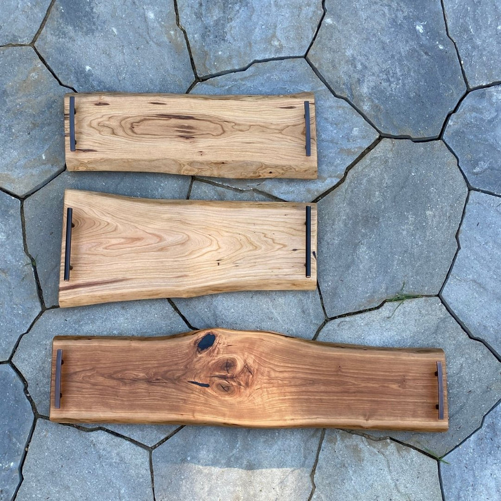 
                  
                    Cherry Live Edge Charcuterie Board - 36" with Handles & Feet - The Red Door Engraving Company Inc.
                  
                