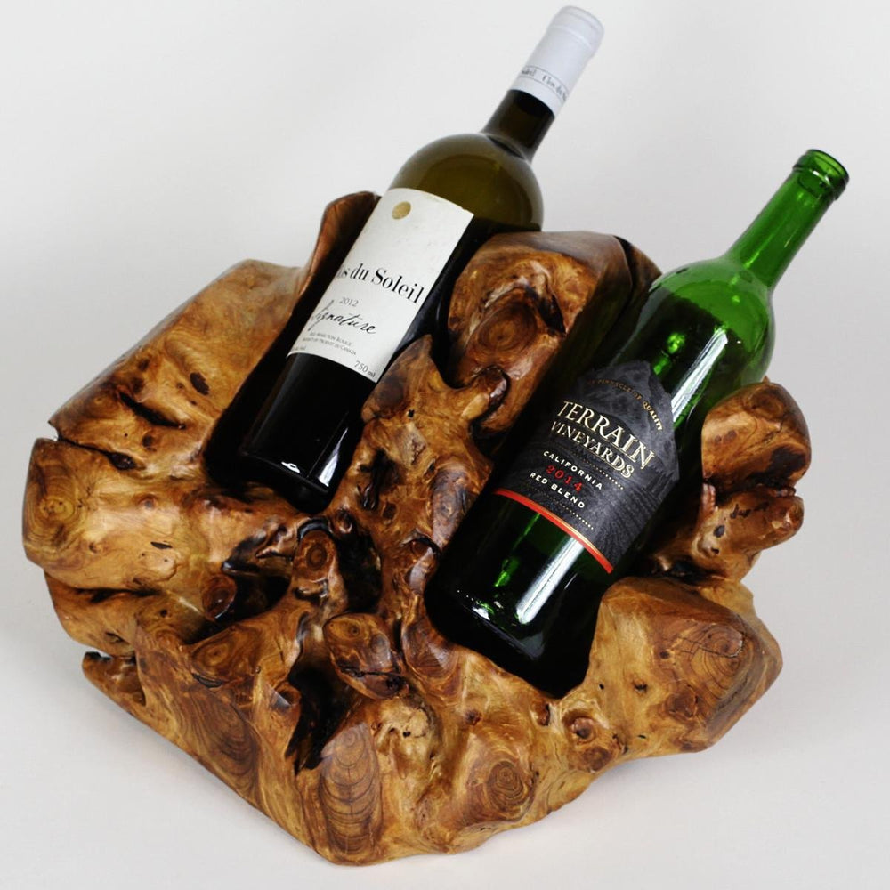
                  
                    Double Live Edge Root Wood Wine Holder - The Red Door Engraving Company Inc.
                  
                