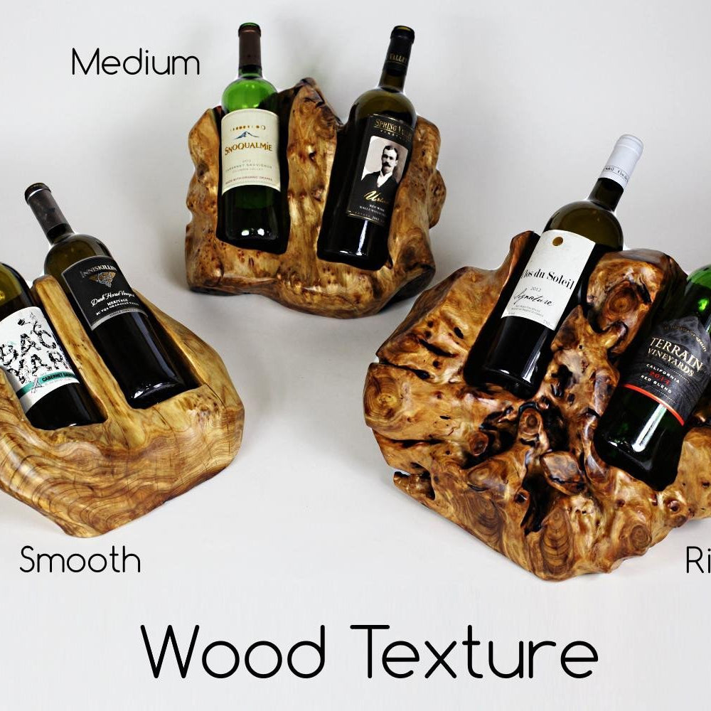 
                  
                    Single, Double & Triple  Live Edge Root Wood Wine Holder - The Red Door Engraving Company Inc.
                  
                