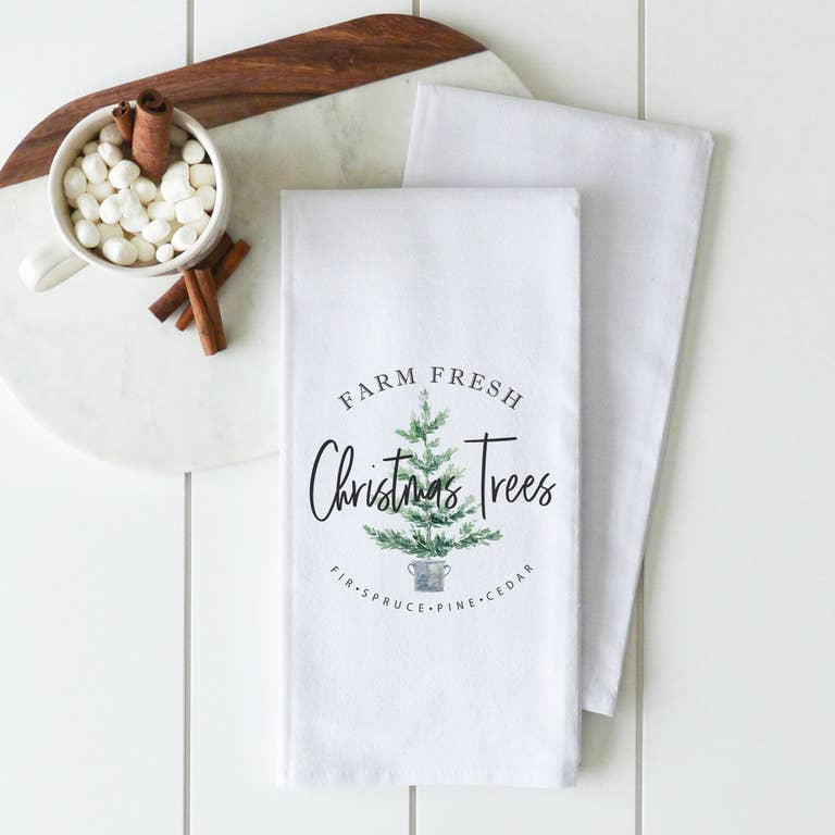 
                  
                    Farm Fresh Tea Towel - White Cotton - The Red Door Engraving Company Inc.
                  
                