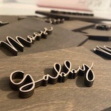 Baltic Birch Stained Provincial Gift Tag with 3D cut out Name - The Red Door Engraving Company Inc.