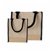  Jute & Burlap Bag - Black Trim - Engravable - 3 sizes - The Red Door Engraving Company Inc.