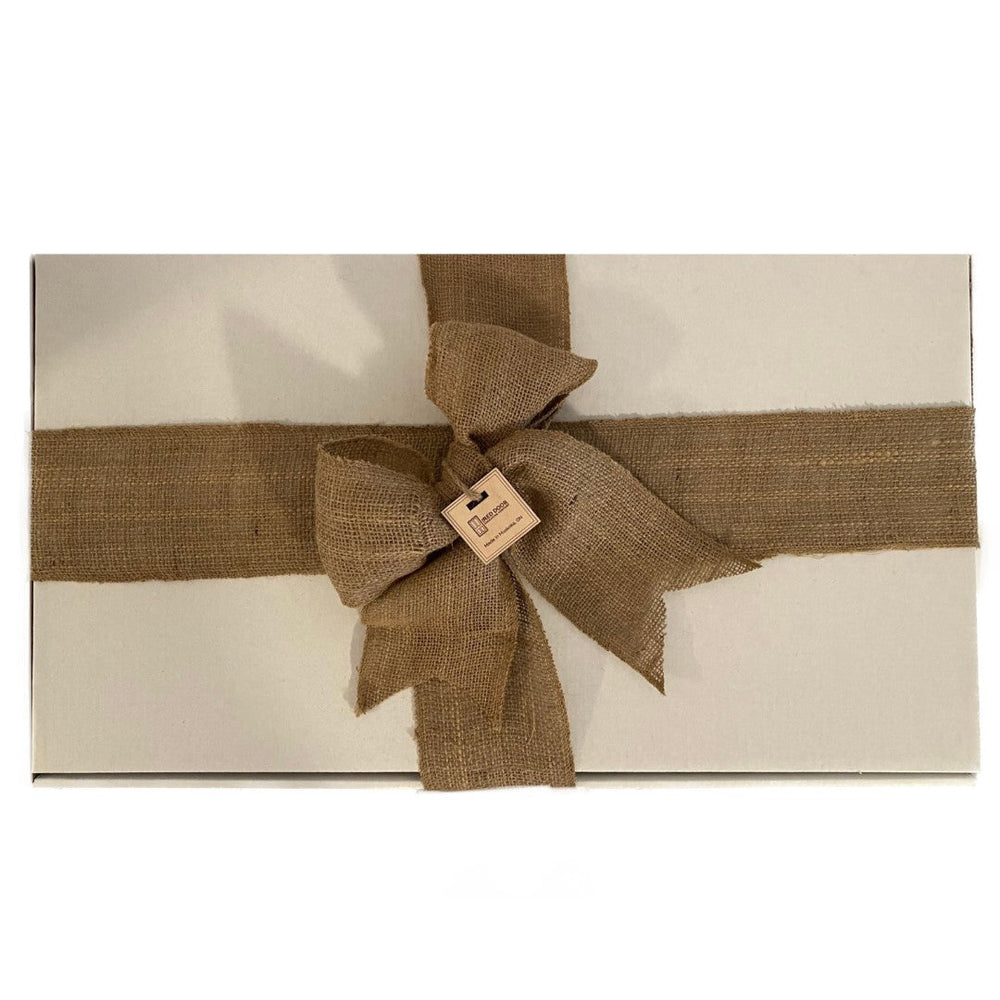 
                  
                    Large White Gift Box & Burlap Garland Ribbon - The Red Door Engraving Company Inc.
                  
                