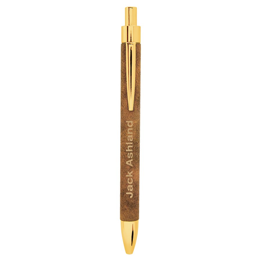 
                  
                    Leatherette Pen Dark Brown with Gold - The Red Door Engraving Company Inc.
                  
                