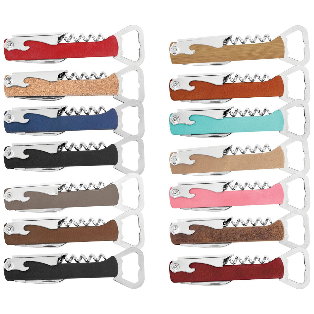Leatherette Wine Bottle Opener - all colour options for engraving - The Red Door Engraving Company Inc.