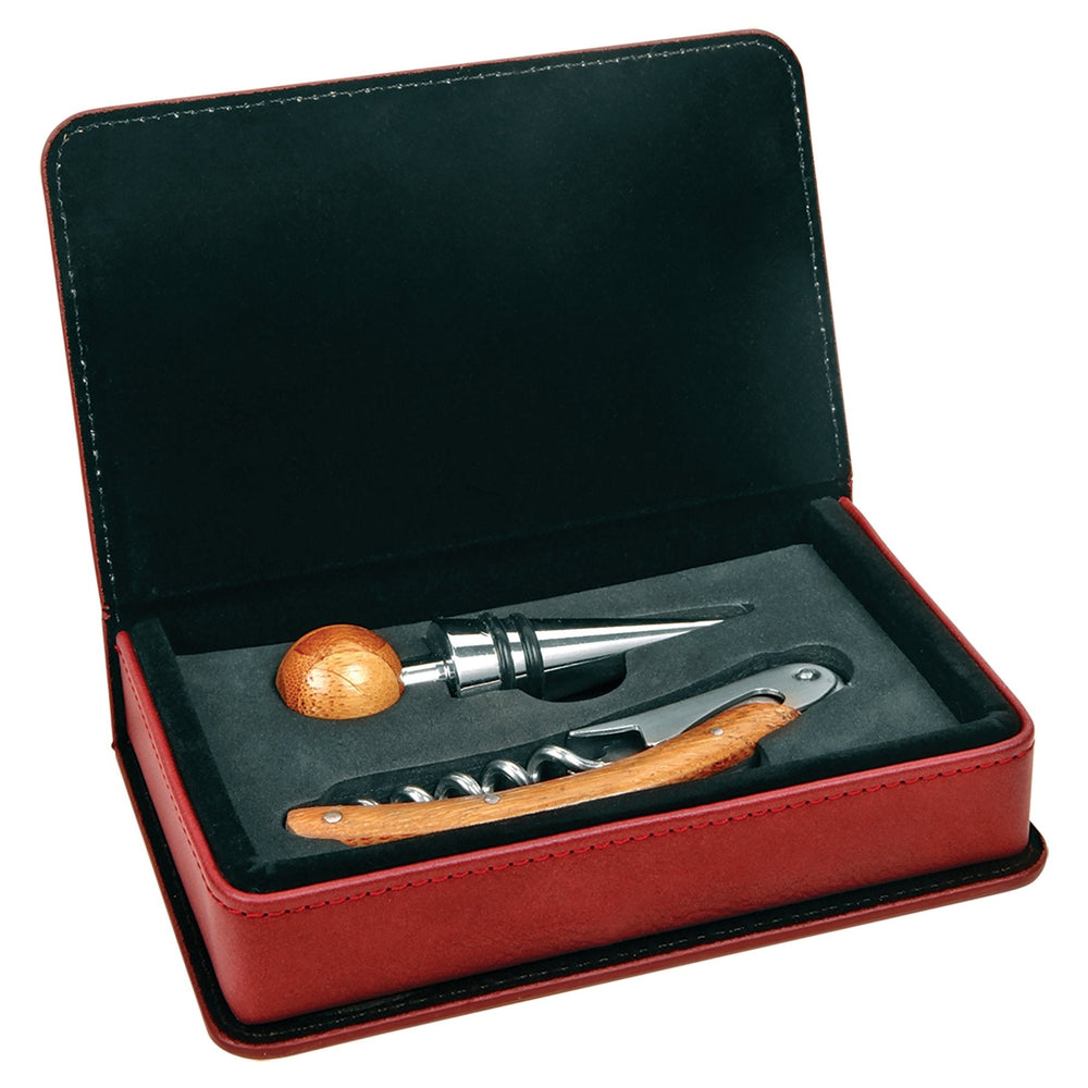 
                  
                    Leatherette Wine Opener Set - The Red Door Engraving Company Inc.
                  
                