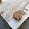 back of board showing maple round feet with cork protection