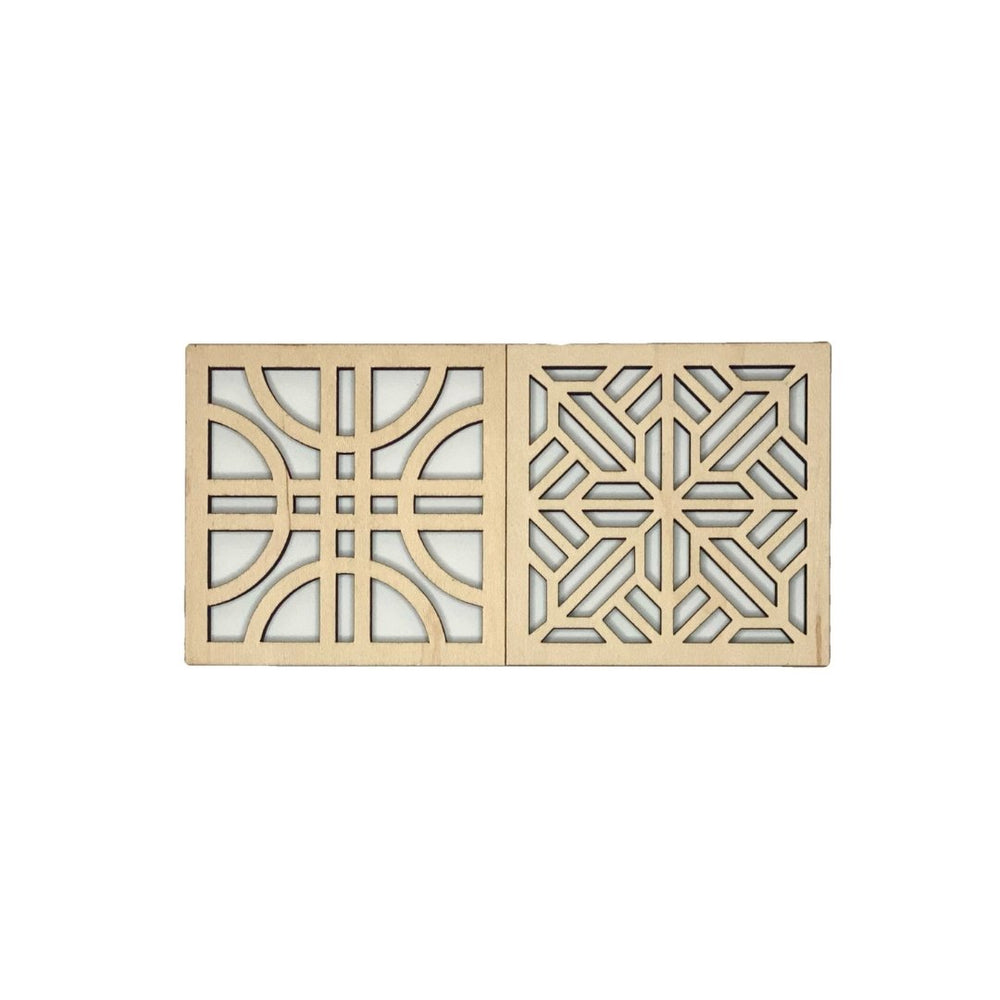 
                  
                    Maple Square Geo Wood Coasters - Set of 2 Set B - The Red Door Engraving Company Inc.
                  
                