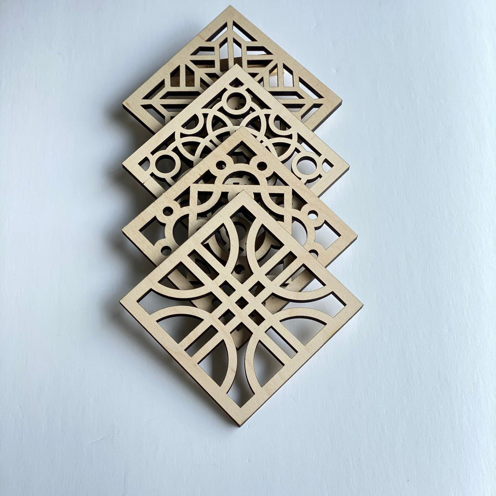 
                  
                    Maple Square Geo Wood Coasters - Set of 4Set B - The Red Door Engraving Company Inc.
                  
                