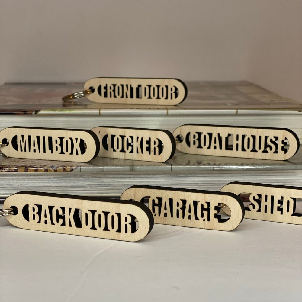 Maple Wood Cut-Out Keychains Custom - The Red Door Engraving Company Inc.