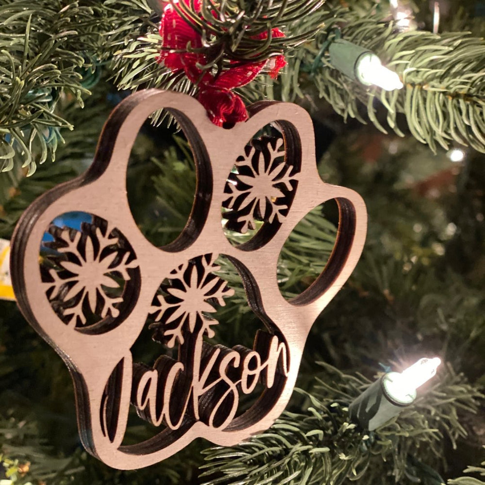 
                  
                    Wood Paw Print Ornament - The Red Door Engraving Company Inc.
                  
                