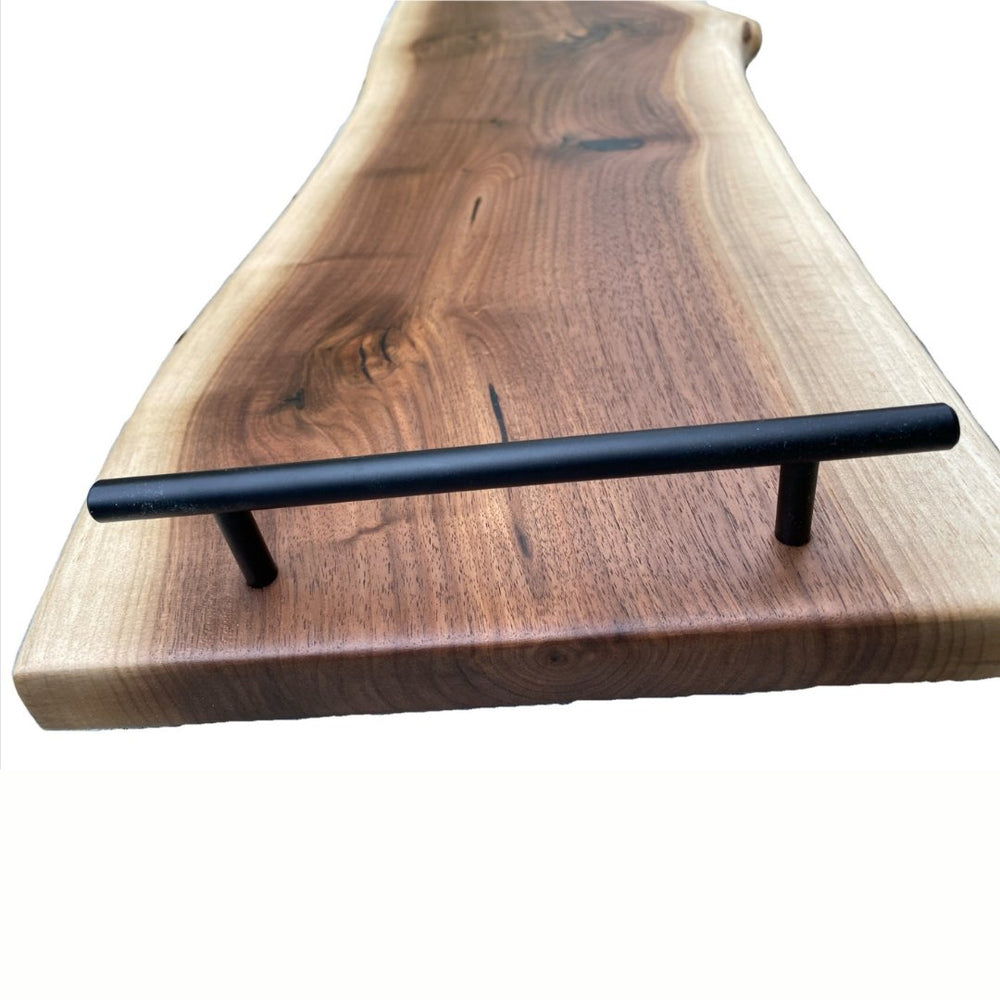 
                  
                    Walnut Live Edge Charcuterie Board - 48" with Handles & Feet - The Red Door Engraving Company Inc.
                  
                